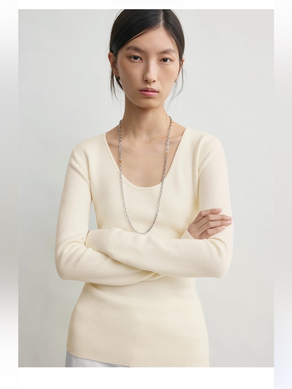 Toteme Merino knit top sweater ecru new with tags medium